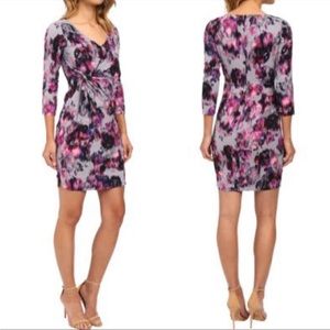 Floral Midi Wrap Quarter Sleeves Dress